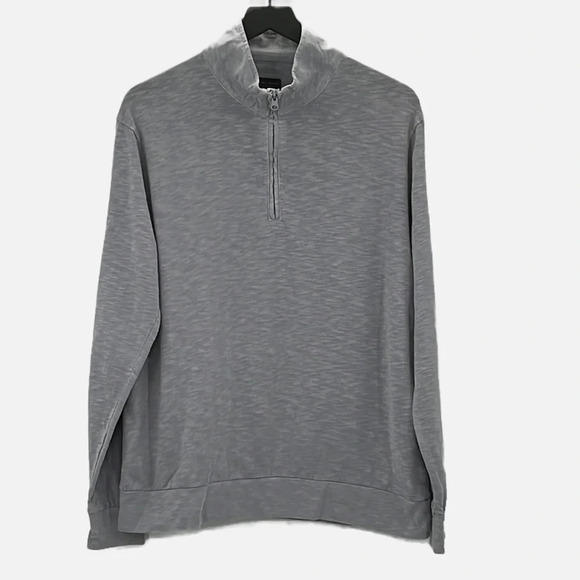 Thomas Dean Performance Cotton Quarter Zip Pullover in Light Grey- NWOT - Large - Picture 1 of 5